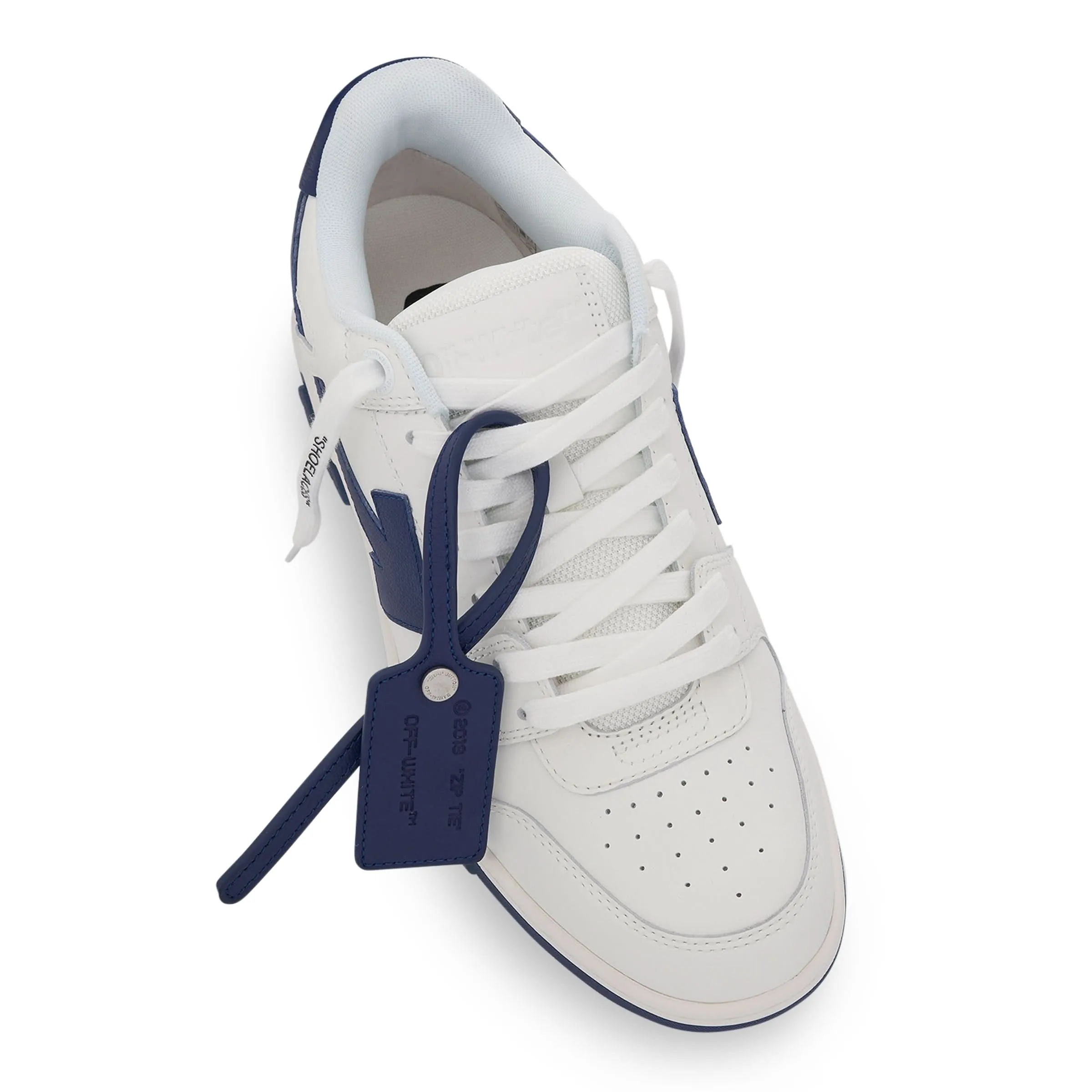 Out Of Office Leather Sneaker in White/Navy Blue