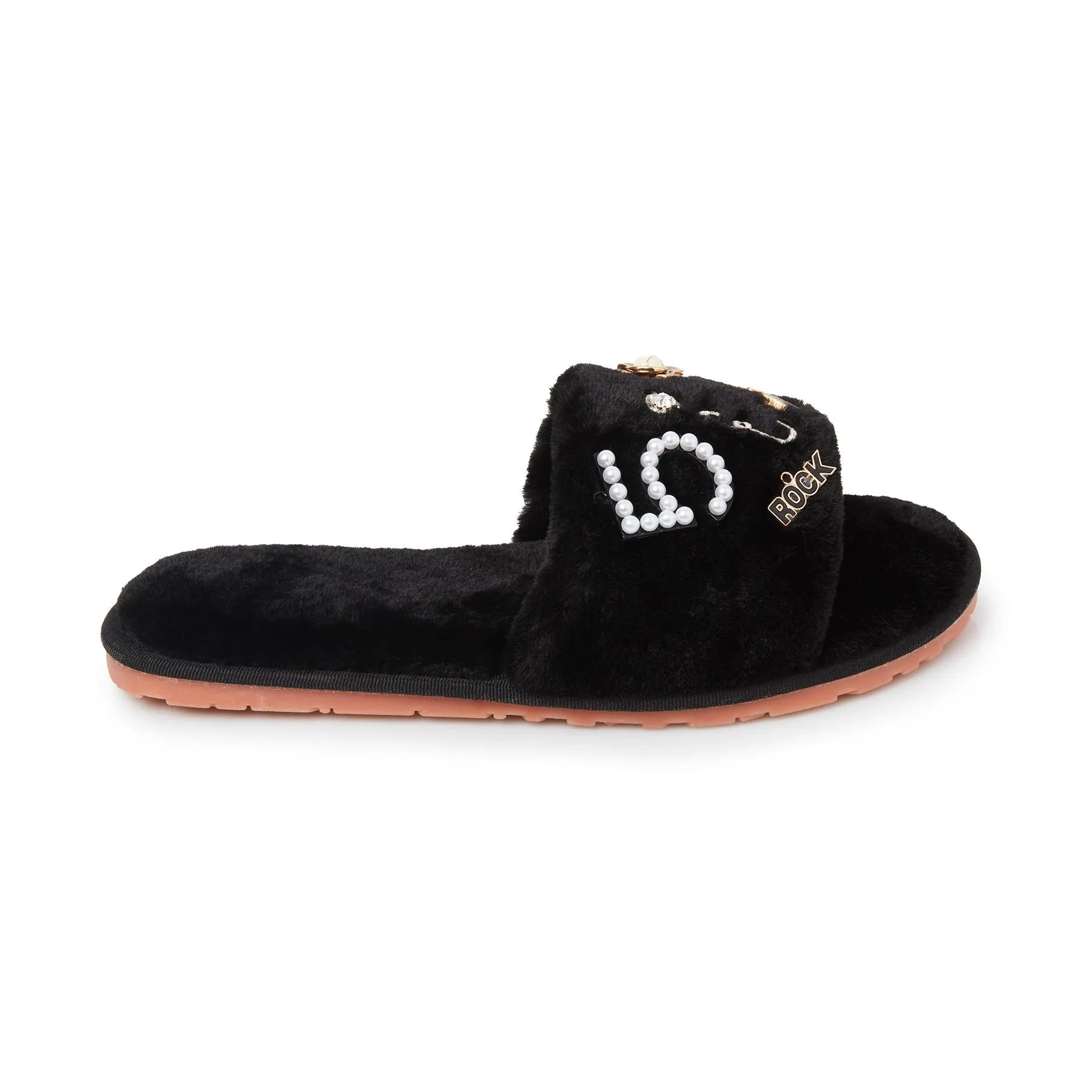 Personalized Embellished Slippers - Black