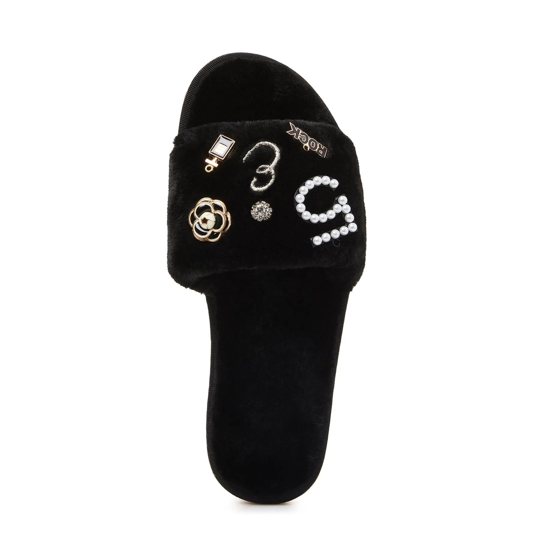 Personalized Embellished Slippers - Black