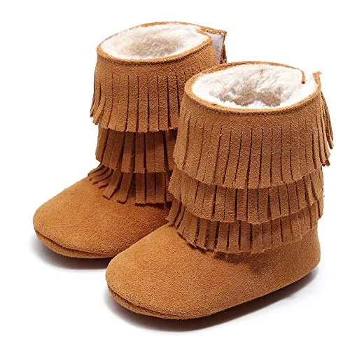 Real Leather Fringe Baby Booties