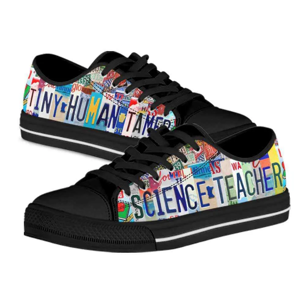 Science Teacher License Plate Tiny Human Tamer Low Top Shoes, Teacher Shoes, Low Top Sneakers