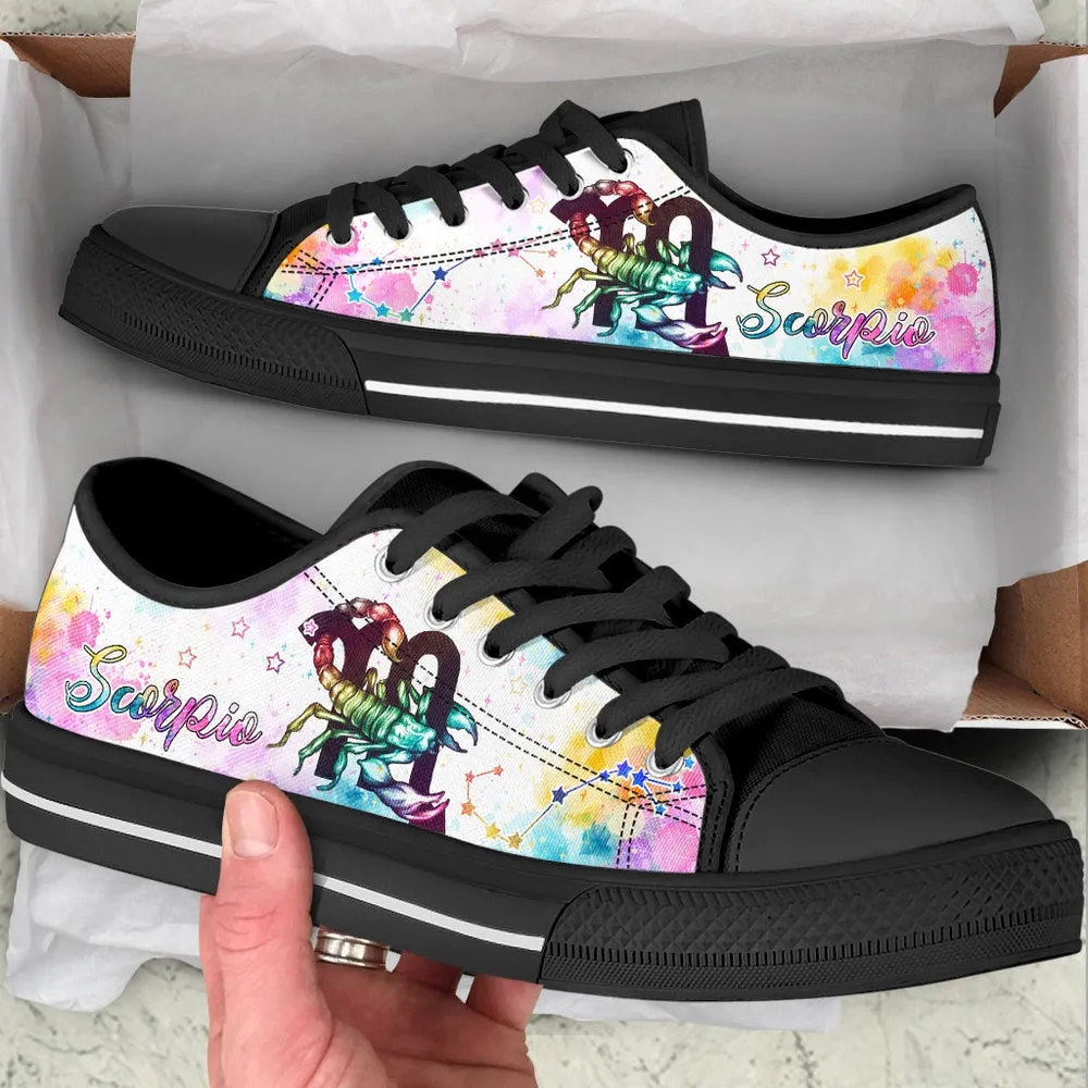 Scorpio Zodiac Watercolorful Low Top Shoes , Low Top Sneaker, Low Top Canvas Shoes