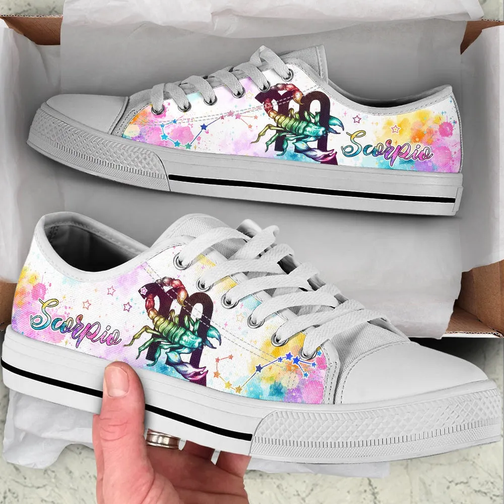 Scorpio Zodiac Watercolorful Low Top Shoes , Low Top Sneaker, Low Top Canvas Shoes