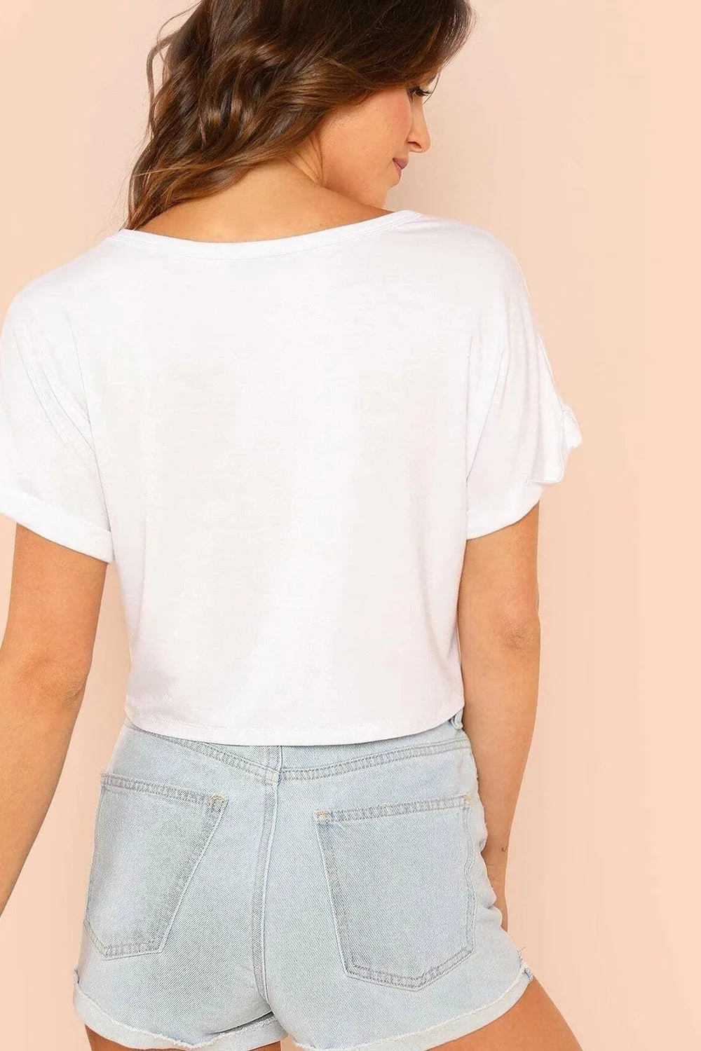 Solid Roll Up Crop Top