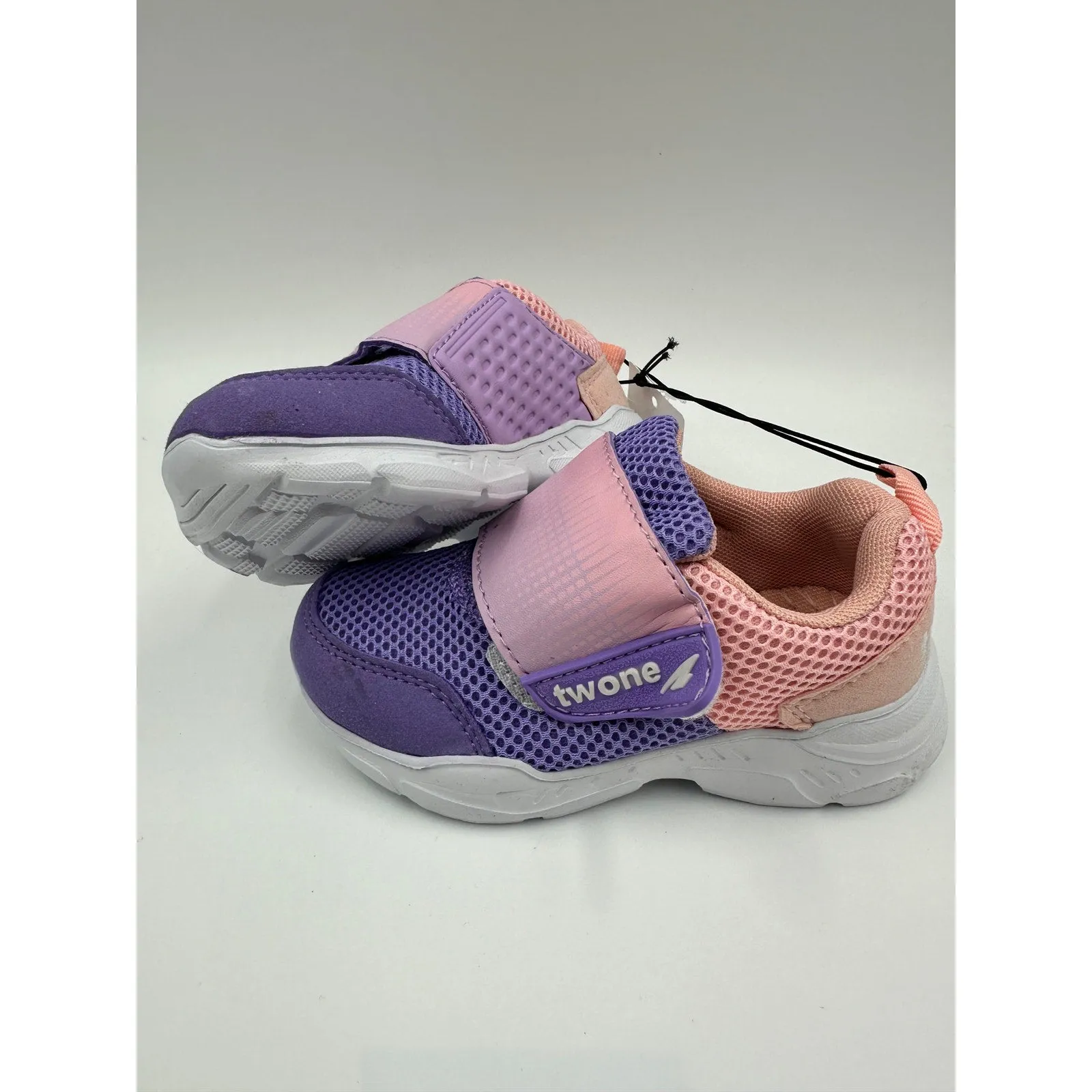 Toddler/Small Kid Size 8, Pink and Purple Strap Lace Sneakers