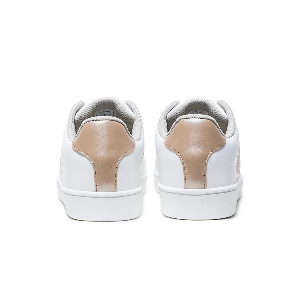 Women's Icon White Gold Logo Leather Sneakers 91923-003