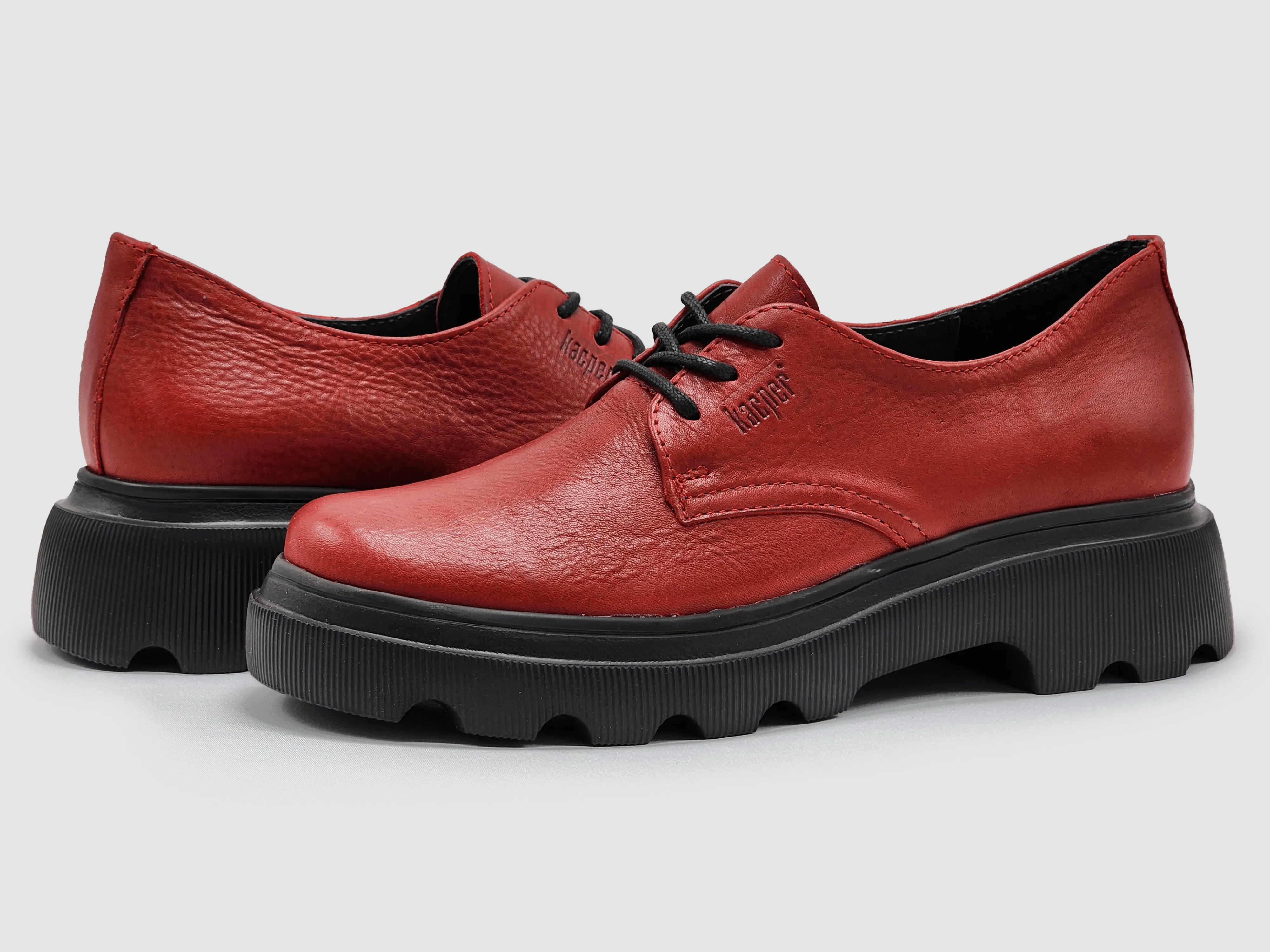 Women's Modern Low-Top Leather Shoes - Red