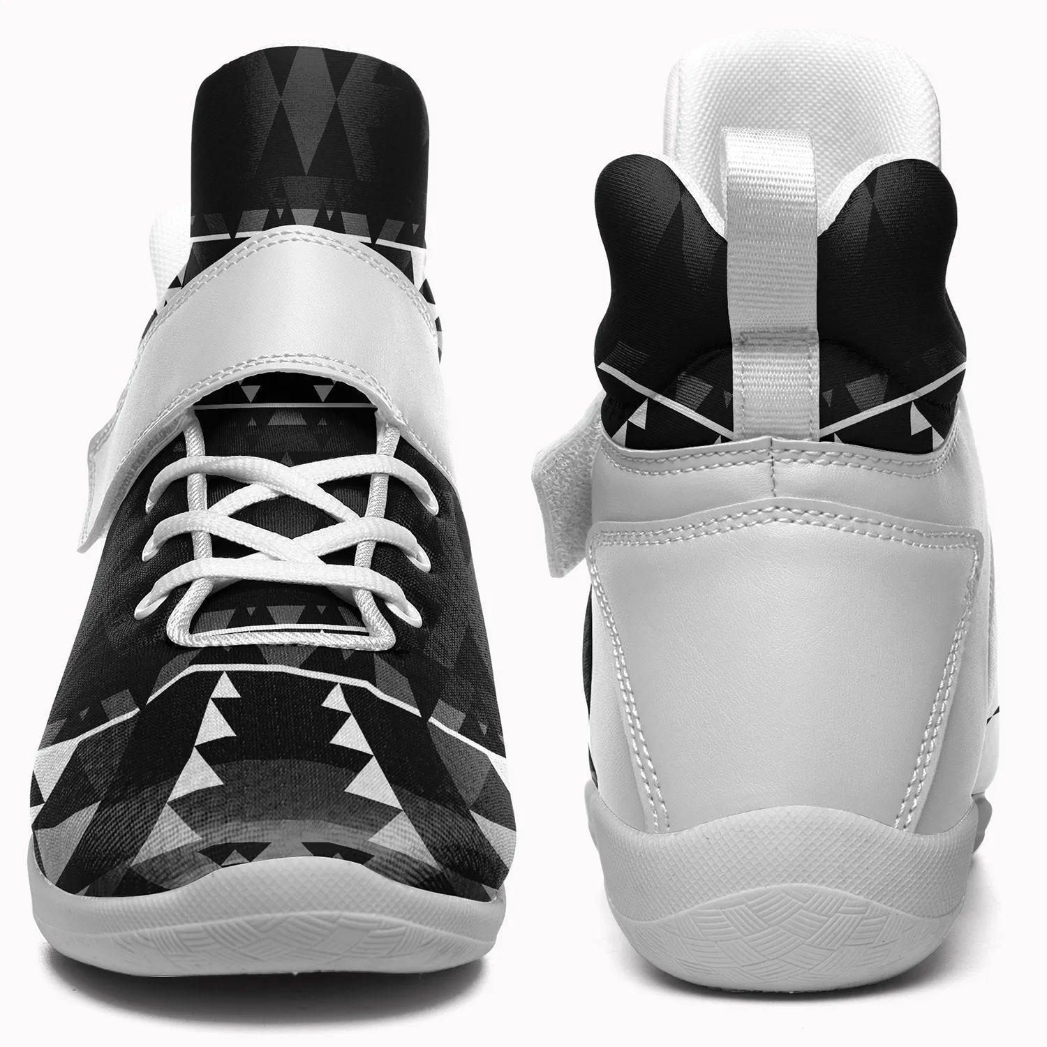 Writing on Stone Black and White Ipottaa Basketball / Sport High Top Shoes - White Sole