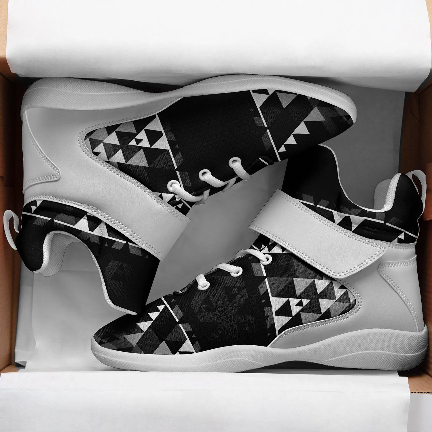 Writing on Stone Black and White Ipottaa Basketball / Sport High Top Shoes - White Sole