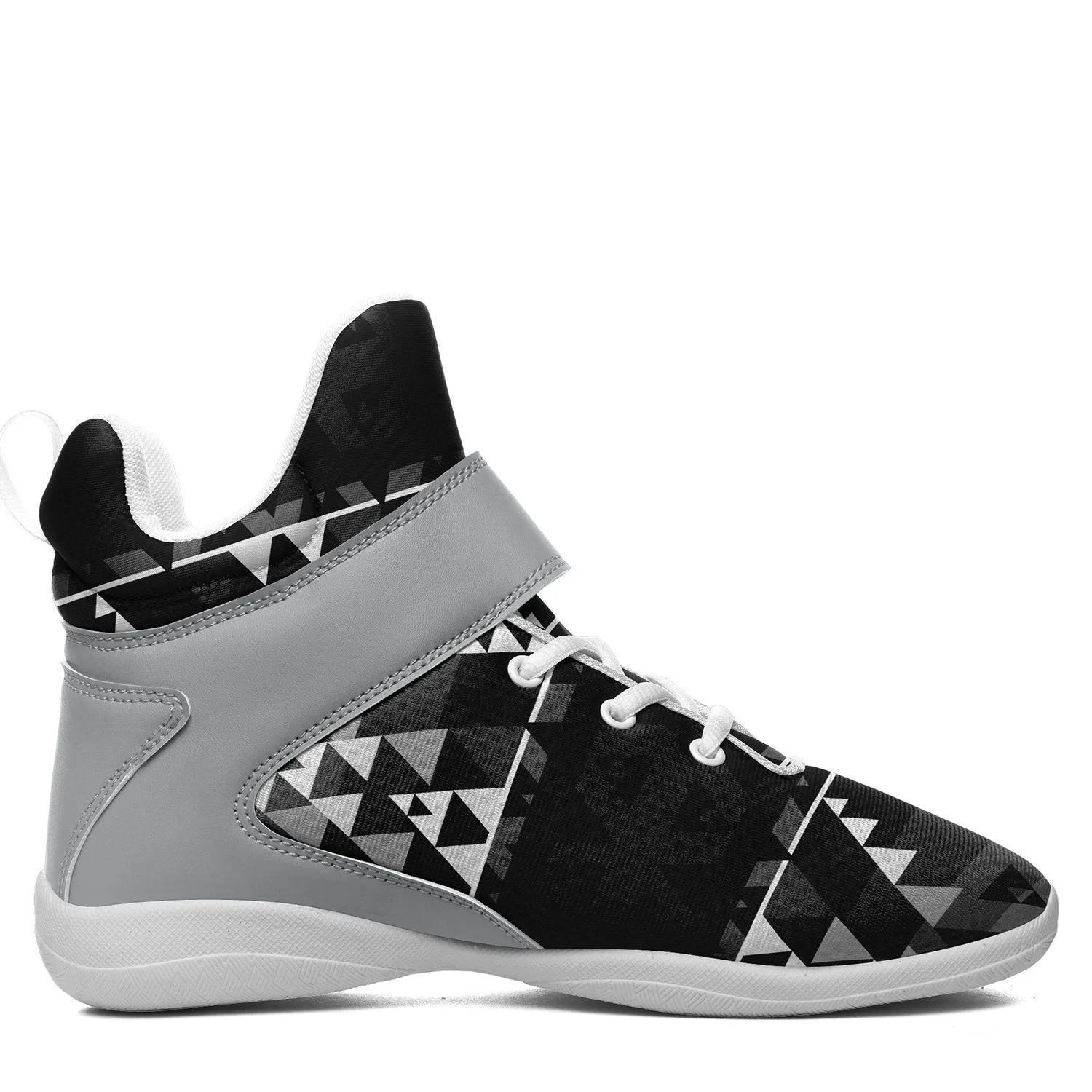 Writing on Stone Black and White Ipottaa Basketball / Sport High Top Shoes - White Sole