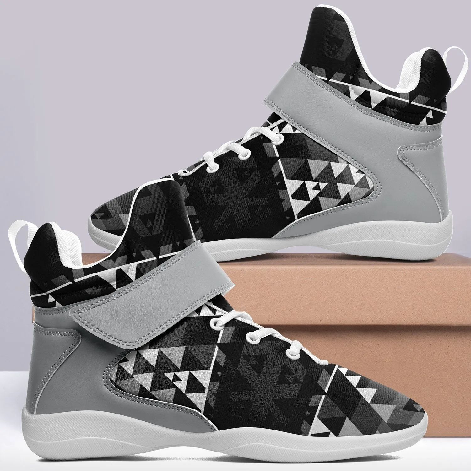 Writing on Stone Black and White Ipottaa Basketball / Sport High Top Shoes - White Sole