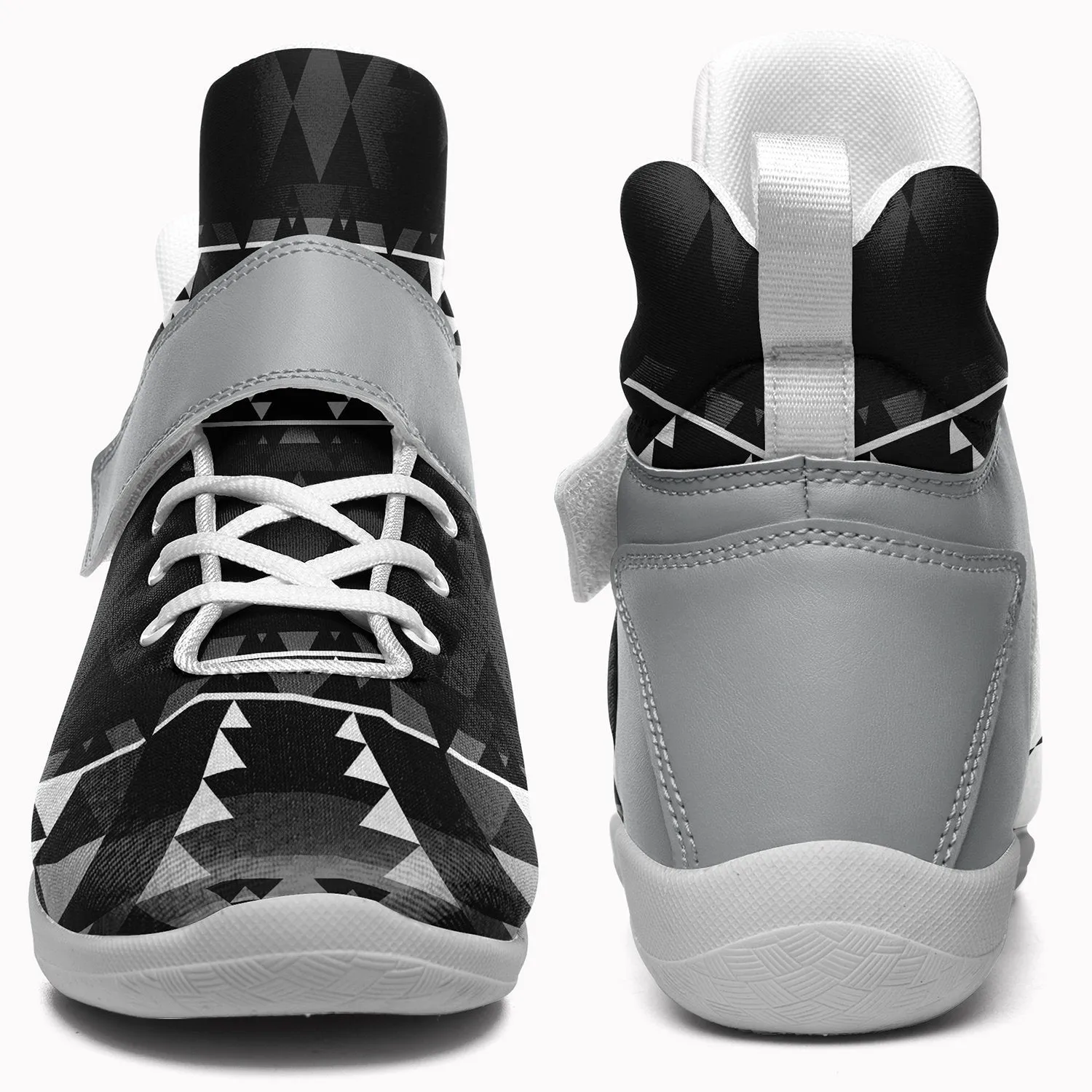 Writing on Stone Black and White Ipottaa Basketball / Sport High Top Shoes - White Sole